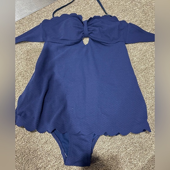 Jessica Simpson navy one pieces swimsuit skirted retro look S Small - Picture 7 of 7